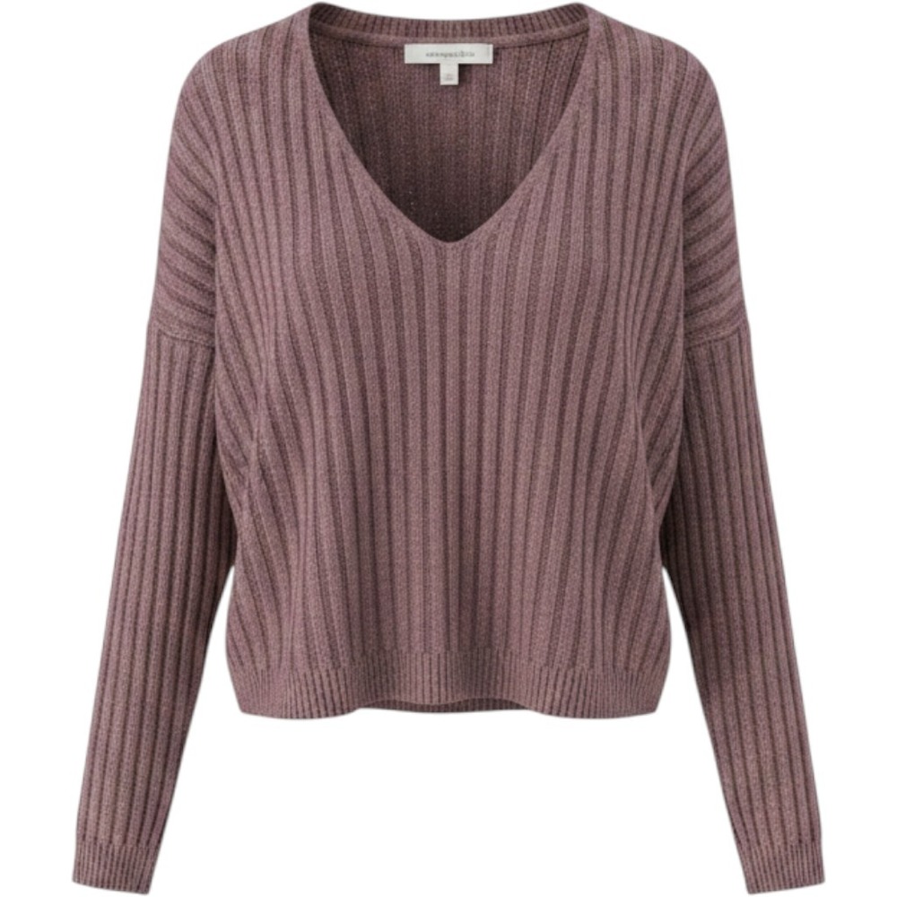 Abercrombie &‎ Fitch Womens Ribbed V-Neck Sweater Mauve Pink Size M